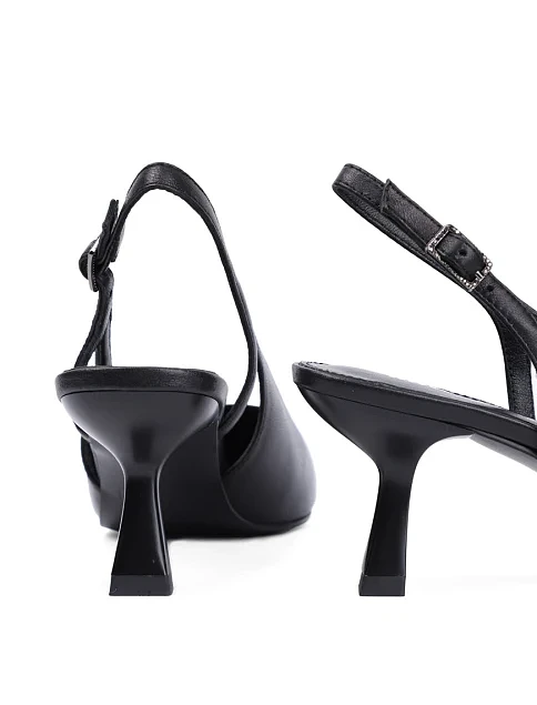 Женские туфли слингбеки MIRATON кожаные черные - фото 2 - Miraton