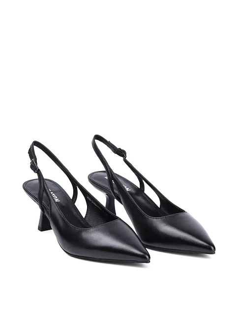 Женские туфли слингбеки MIRATON кожаные черные - фото 3 - Miraton