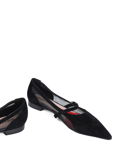 Женские балетки MIRATON велюровые черные - фото 2 - Miraton