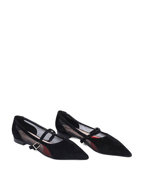 Женские балетки MIRATON велюровые черные - фото 3 - Miraton