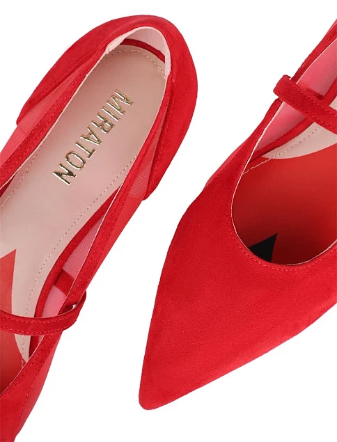 Женские балетки MIRATON велюровые красные - фото 5 - Miraton