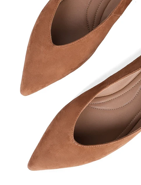 Женские балетки MIRATON велюровые бежевые - фото 5 - Miraton