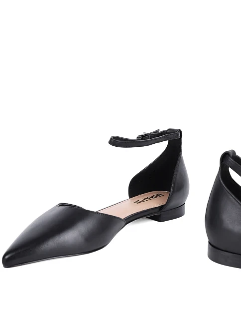 Женские балетки MIRATON кожаные черные - фото 2 - Miraton