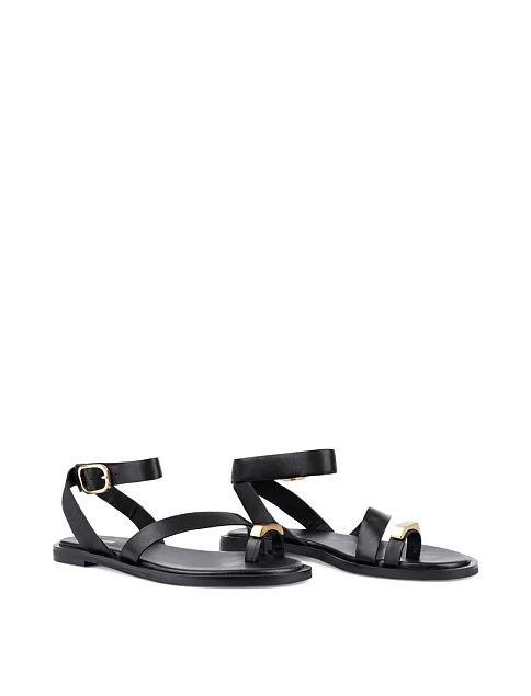 Женские сандалии MIRATON кожаные черные - фото 3 - Miraton