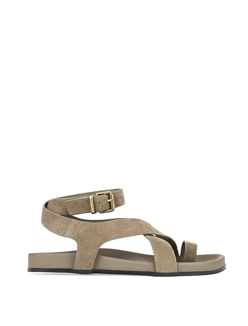 Женские сандалии MIRATON велюровые зеленые - фото 1 - Miraton