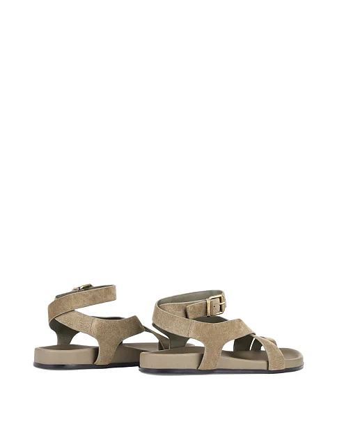 Женские сандалии MIRATON велюровые зеленые - фото 3 - Miraton