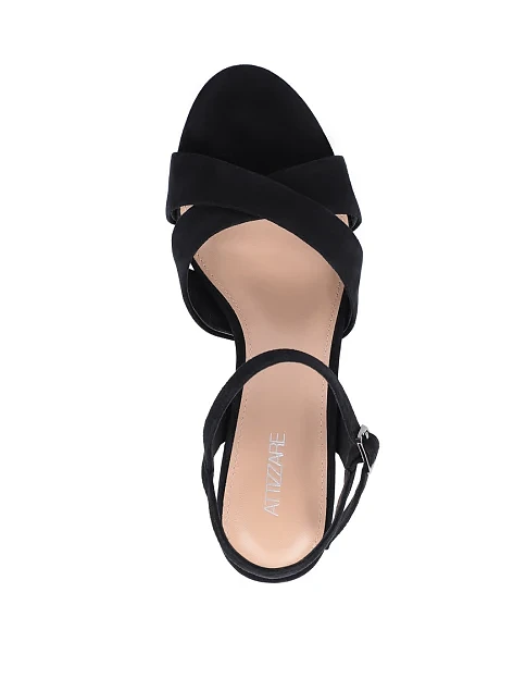 Женские босоножки Attizzare велюровые черные - фото 4 - Miraton