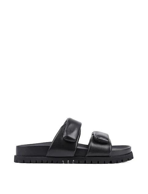 Женские шлепанцы MIRATON кожаные черные - фото 1 - Miraton