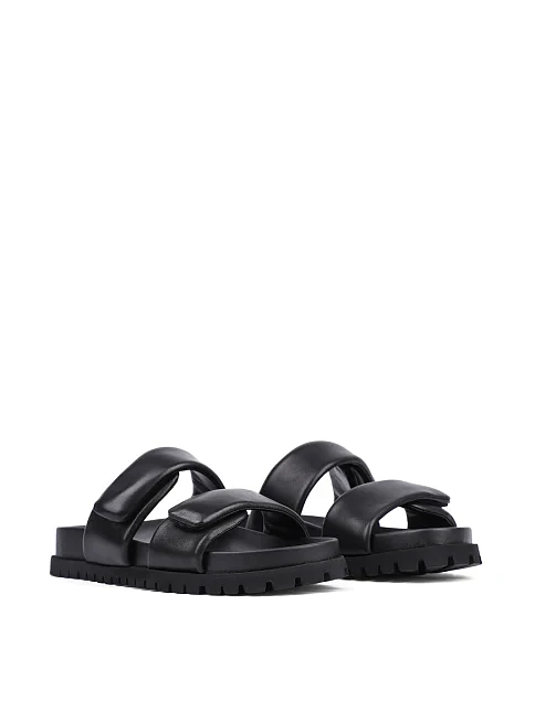 Женские шлепанцы MIRATON кожаные черные - фото 3 - Miraton