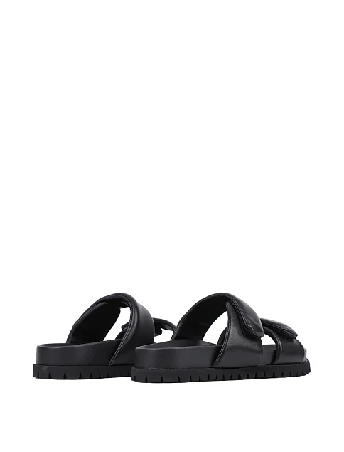 Женские шлепанцы MIRATON кожаные черные - фото 4 - Miraton