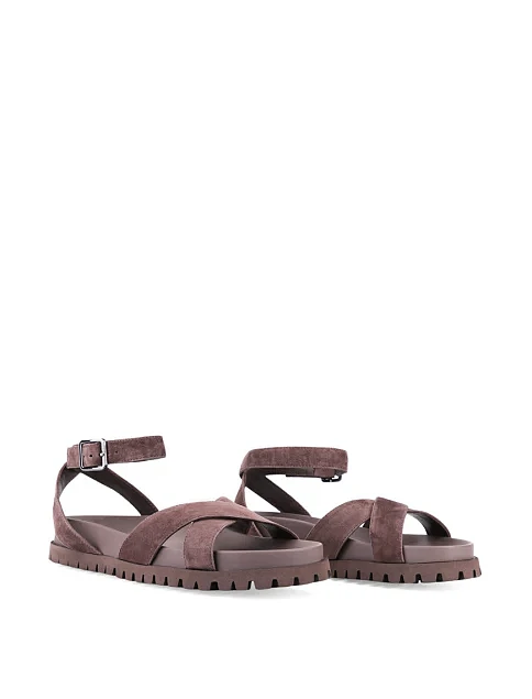 Женские сандалии MIRATON велюровые коричневые - фото 2 - Miraton