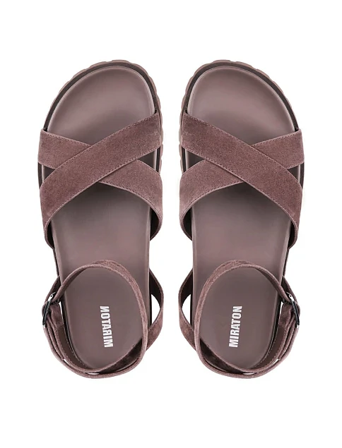 Женские сандалии MIRATON велюровые коричневые - фото 4 - Miraton