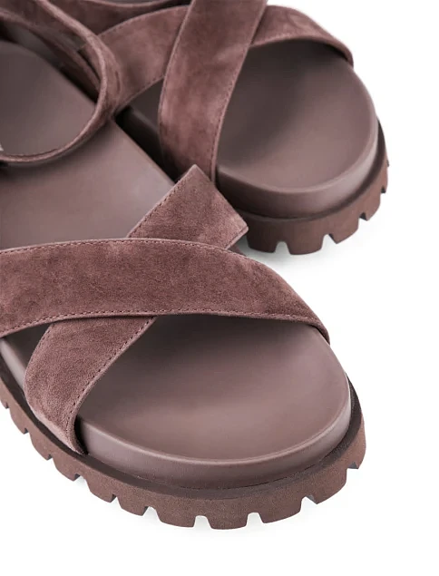 Женские сандалии MIRATON велюровые коричневые - фото 5 - Miraton