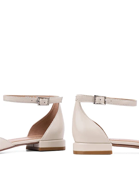 Женские балетки MIRATON кожаные молочные - фото 2 - Miraton