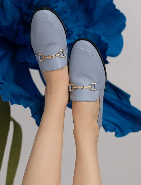 Женские слиперы MIRATON кожаные голубые - фото 2 - Miraton