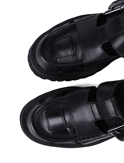 Женские туфли слингбеки MIRATON кожаные черные - фото 5 - Miraton