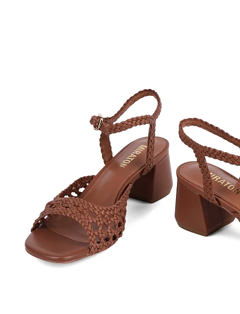 Женские босоножки MIRATON кожаные коричневые - фото 3 - Miraton