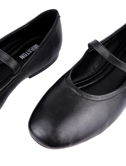 Женские балетки MIRATON кожаные черные - фото 5 - Miraton