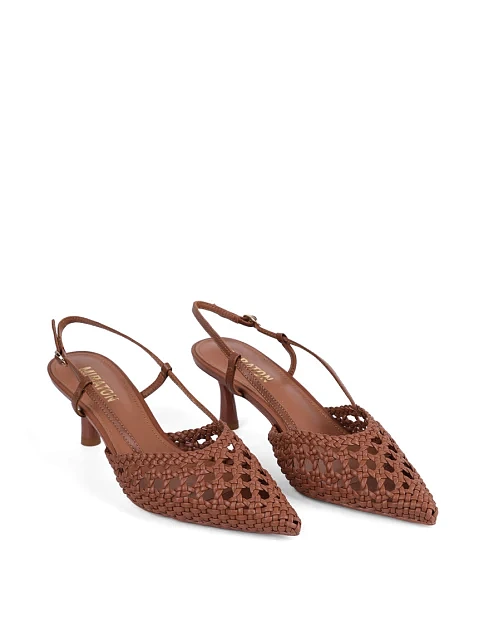 Жіночі туфлі слінгбеки MIRATON шкіряні коричневі - фото 4 - Miraton