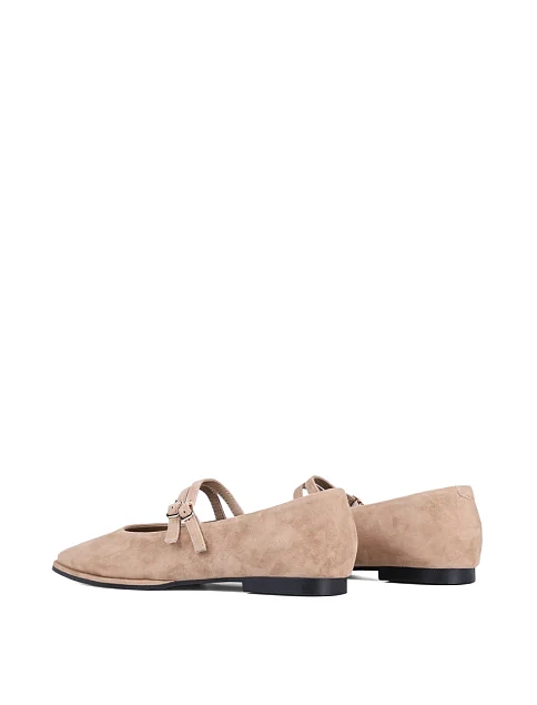 Женские балетки Мэри Джейн MIRATON велюровые бежевые - фото 4 - Miraton