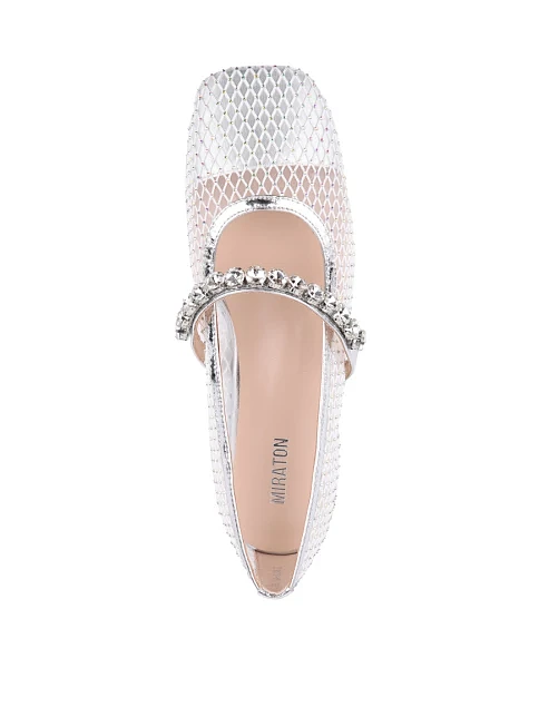 Женские балетки MIRATON кожаные серебрянные - фото 5 - Miraton