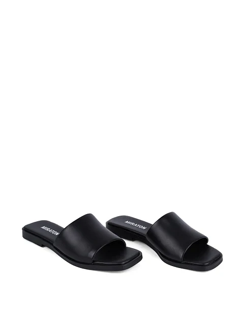 Женские шлепанцы MIRATON кожаные черные - фото 5 - Miraton