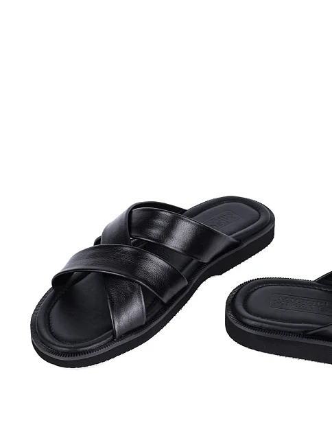 Мужские шлепанцы Miguel Miratez кожаные черные - фото 2 - Miraton