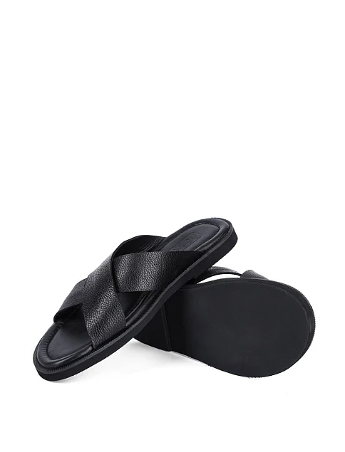 Мужские шлепанцы Miguel Miratez кожаные черные - фото 2 - Miraton