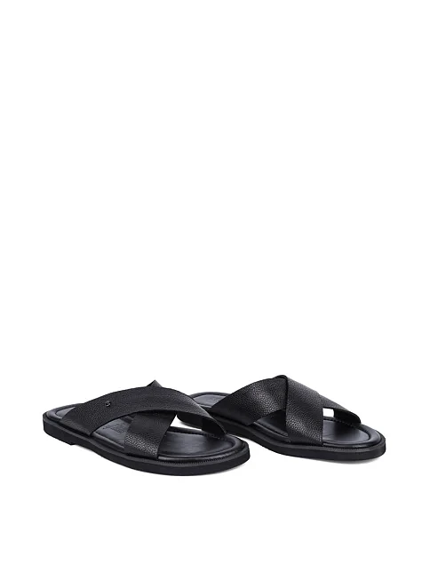 Мужские шлепанцы Miguel Miratez кожаные черные - фото 3 - Miraton