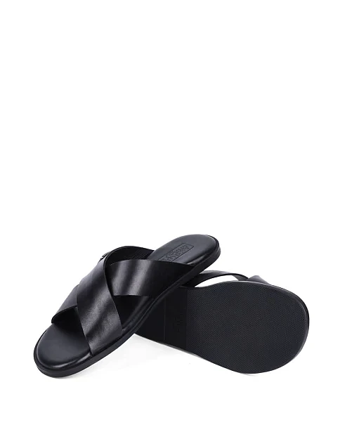 Мужские шлепанцы Miguel Miratez кожаные черные - фото 2 - Miraton