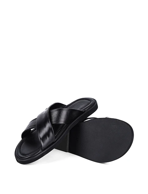 Мужские шлепанцы Miguel Miratez кожаные черные - фото 2 - Miraton