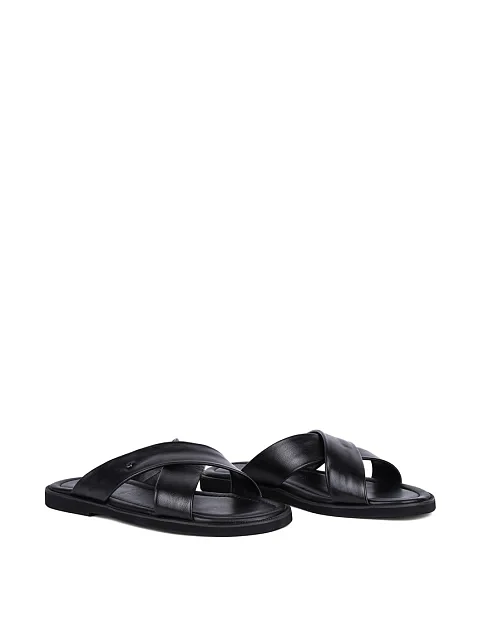 Мужские шлепанцы Miguel Miratez кожаные черные - фото 3 - Miraton