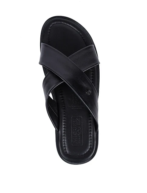 Мужские шлепанцы Miguel Miratez кожаные черные - фото 5 - Miraton
