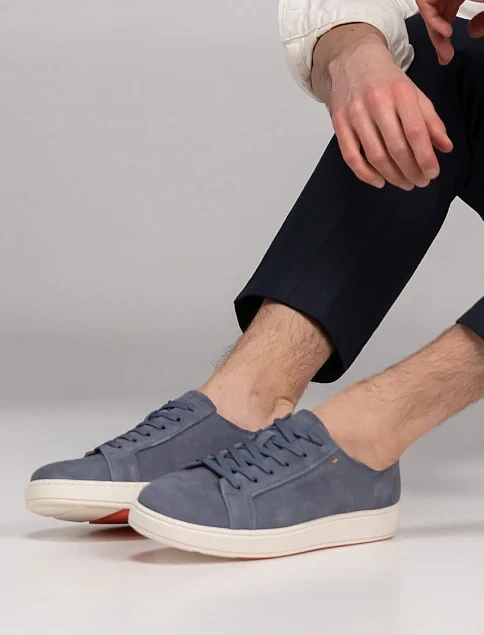 Мужские кеды MIRATON замшевые голубые - фото 1 - Miraton