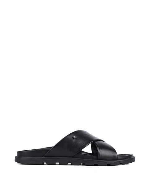 Мужские шлепанцы Miguel Miratez кожаные черные - фото 1 - Miraton