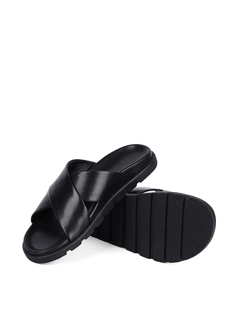 Мужские шлепанцы Miguel Miratez кожаные черные - фото 2 - Miraton