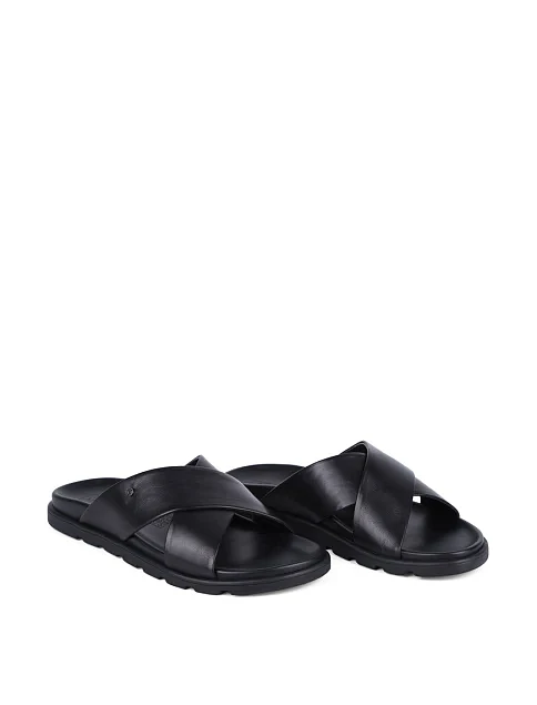 Мужские шлепанцы Miguel Miratez кожаные черные - фото 3 - Miraton