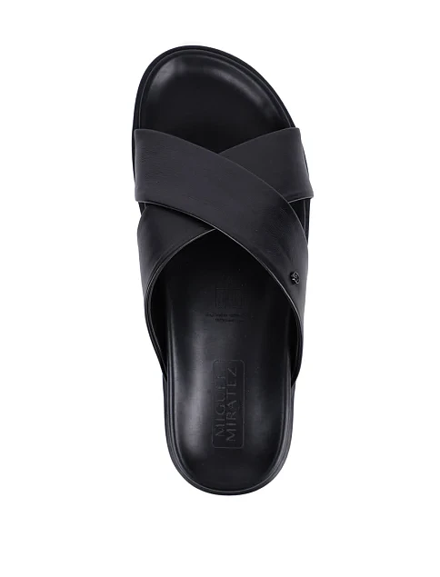 Мужские шлепанцы Miguel Miratez кожаные черные - фото 5 - Miraton