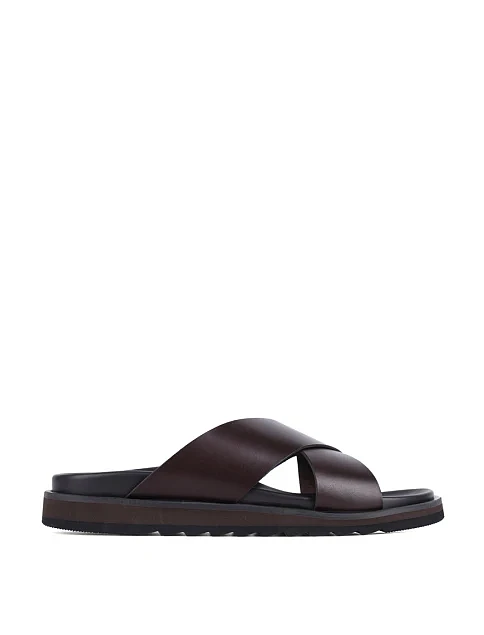 Мужские шлепанцы Miguel Miratez кожаные коричневые - фото 1 - Miraton