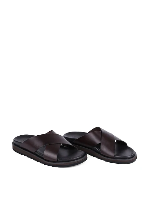 Мужские шлепанцы Miguel Miratez кожаные коричневые - фото 3 - Miraton