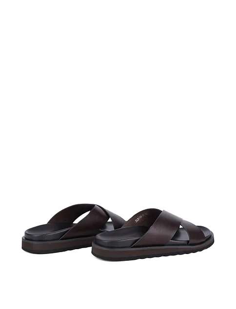 Мужские шлепанцы Miguel Miratez кожаные коричневые - фото 4 - Miraton