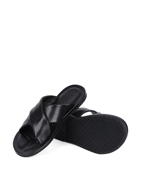 Мужские шлепанцы Miguel Miratez кожаные черные - фото 2 - Miraton