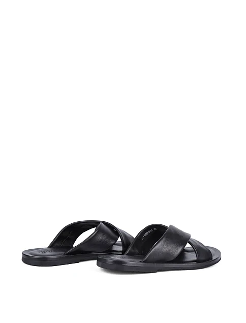 Мужские шлепанцы Miguel Miratez кожаные черные - фото 4 - Miraton