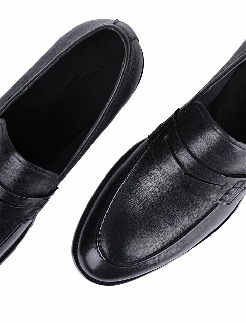 Мужские туфли лоферы Miguel Miratez кожаные черные - фото 5 - Miraton