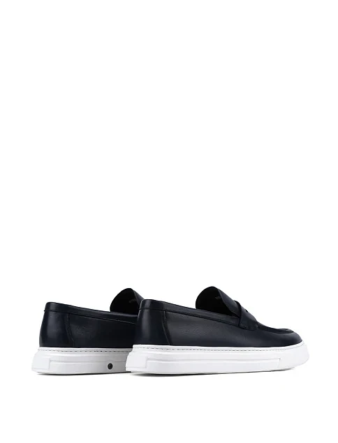 Мужские туфли лоферы Miguel Miratez кожаные синие - фото 4 - Miraton