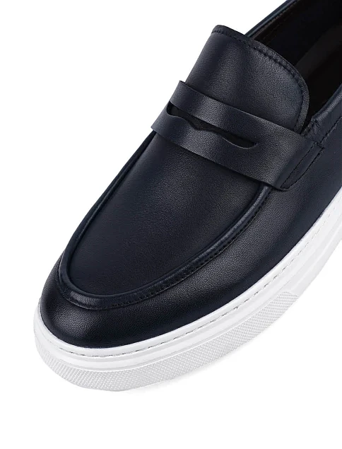 Мужские туфли лоферы Miguel Miratez кожаные синие - фото 5 - Miraton