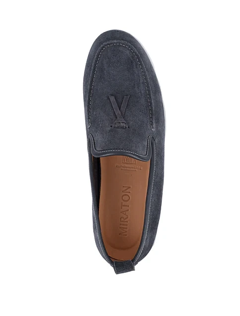 Мужские туфли лоферы MIRATON замшевые серые - фото 2 - Miraton