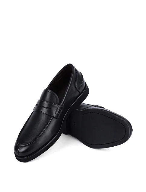 Мужские туфли лоферы Miguel Miratez кожаные черные - фото 2 - Miraton