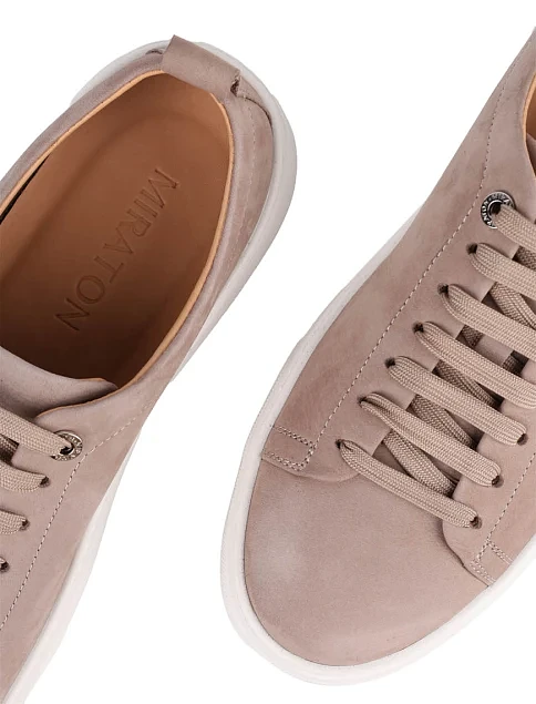 Мужские кеды MIRATON из нубука бежевые - фото 5 - Miraton