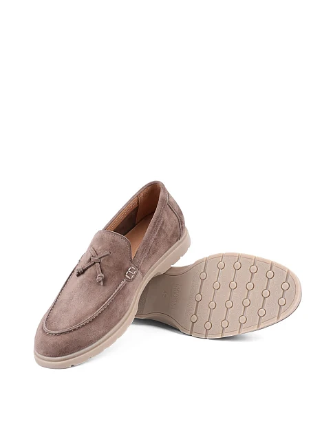 Мужские туфли лоферы Miguel Miratez замшевые бежевые - фото 2 - Miraton